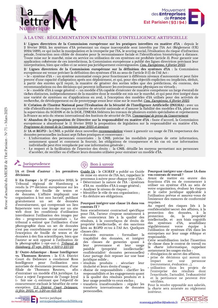Lettre M Numérique No 71 - Mars 2025